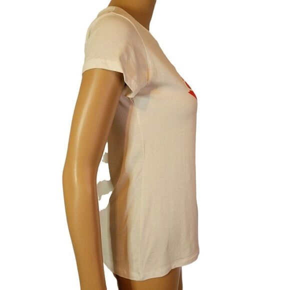 Bebe Womens White Tee With Rainbow Logo (Size L) - Picture 2 of 8